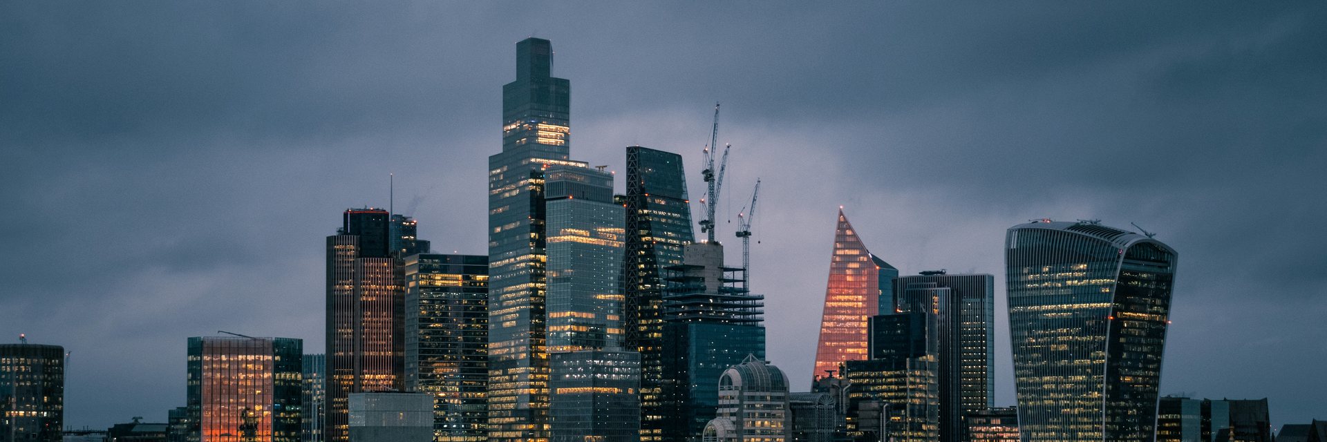 The City of London skyline at dusk